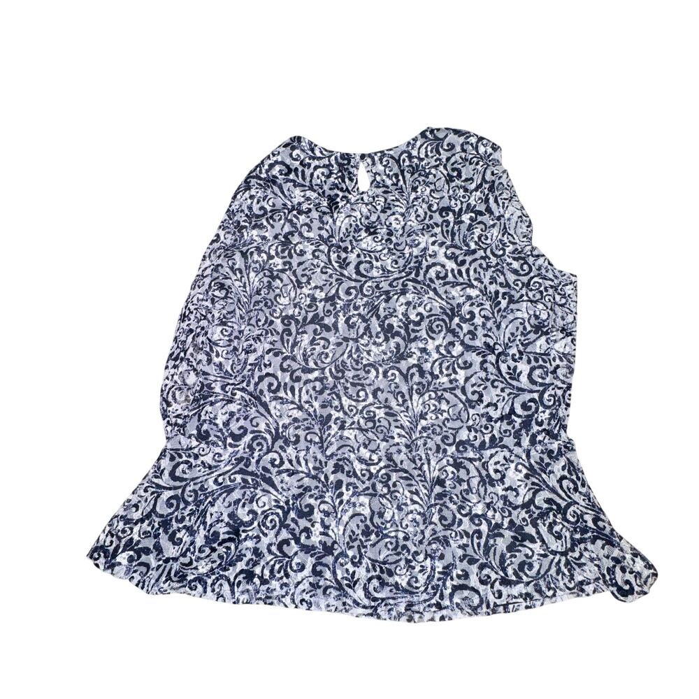 Rafaella Peplum Blouse Women's Size XL Black White Lace Sheer Sleeve L/S - Picture 5 of 8